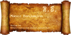 Mancz Benjamina névjegykártya